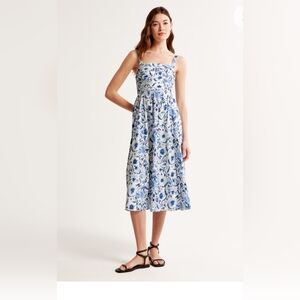 Abercrombie Emerson Poplin Wide Strap Midi Dress